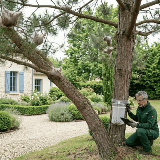 Chenilles processionnaires sur une branche